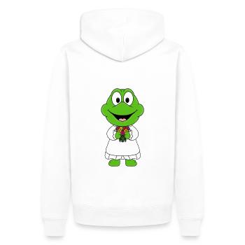 BRAUT - HOCHZEIT - HEIRATEN - FROSCH - KRÖTE - Männer Premium Bio Hoodie - Weiß - Hinten - Nico (187cm)