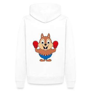 EICHHÖRNCHEN - BOXER - BOXEN - SPORT - TIER - Männer Premium Bio Hoodie - Weiß - Hinten - Nico (187cm)