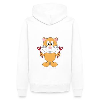 HAMSTER - TEUFEL - TIER - Männer Premium Bio Hoodie - Weiß - Hinten - Nico (187cm)