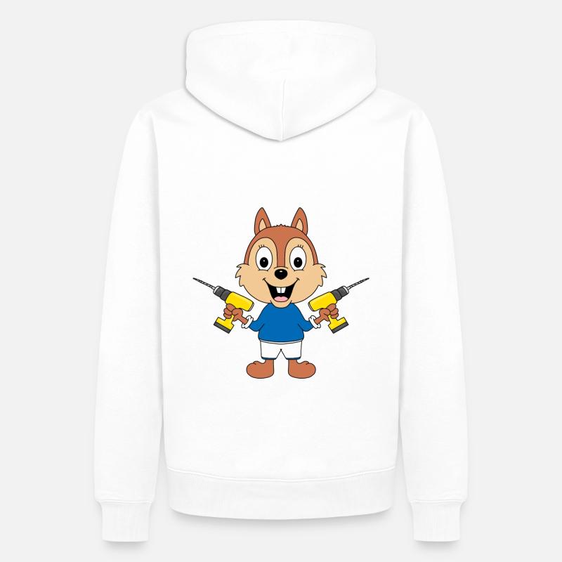 BOHRER - EICHHÖRNCHEN - HANDWERKER - Männer Premium Bio Hoodie - Weiß