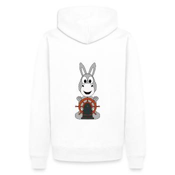 ESEL - KAPITÄN - BOOT - SCHIFF - MEER - SEE - TIER - Männer Premium Bio Hoodie - Weiß - Hinten - Nico (187cm)