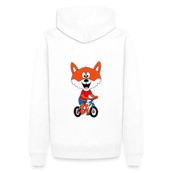 FUCHS - FAHRRAD - RAD - RADFAHRER - BIKER - TIER - Männer Premium Bio Hoodie - Weiß - Hinten - Nico (187cm)
