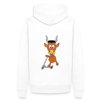STIER - BULL - KUH - ROLLER - TIER - KIND - BABY - Männer Premium Bio Hoodie - Weiß - Hinten - Nico (187cm)