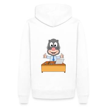 ARBEIT - JOB - BÜRO - CHEF - MITARBEITER - BERUF - Männer Premium Bio Hoodie - Weiß - Hinten - Nico (187cm)