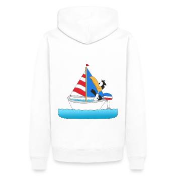 KAPITÄN - BOOT - SCHIFF - PINGUIN - SEGELN - MEER - Männer Premium Bio Hoodie - Weiß - Hinten - Nico (187cm)