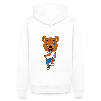 SPORT - LAUFEN - JOGGEN - FITNESS - BÄR - TEDDY - Männer Premium Bio Hoodie - Weiß - Hinten - Nico (187cm)