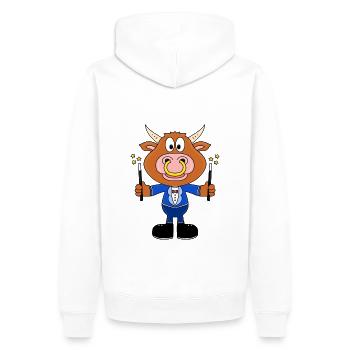 ZAUBERN - ZAUBERSTÄBE - KUH - BULL - RIND - STIER - Männer Premium Bio Hoodie - Weiß - Hinten - Nico (187cm)
