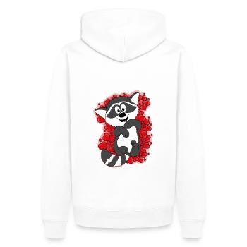 WASCHBÄR - TIER - HERZEN - LIEBE - VERLIEBT - Männer Premium Bio Hoodie - Weiß - Hinten - Nico (187cm)