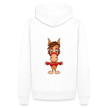 PFERD - PONY - HERZEN - LIEBE - LOVE - TIER - Männer Premium Bio Hoodie - Weiß - Hinten - Nico (187cm)