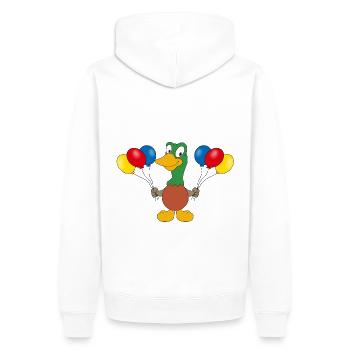 ENTE - LUFTBALLONS - GEBURTSTAG - VOGEL - TIER - Männer Premium Bio Hoodie - Weiß - Hinten - Nico (187cm)