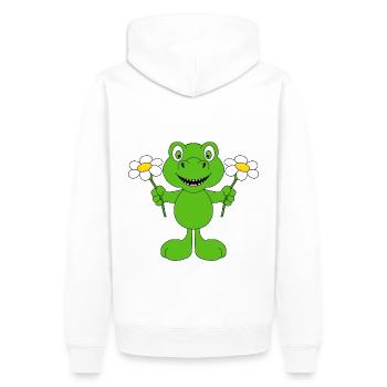 BLUMEN - DINO - DINOSAURIER - KINDER - BABYS - Männer Premium Bio Hoodie - Weiß - Hinten - Nico (187cm)