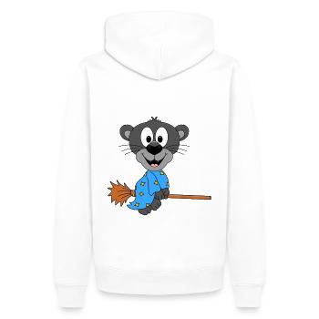 HEXENBESEN - FLIEGEN - HEXE - PANTER - TIER - Männer Premium Bio Hoodie - Weiß - Hinten - Nico (187cm)