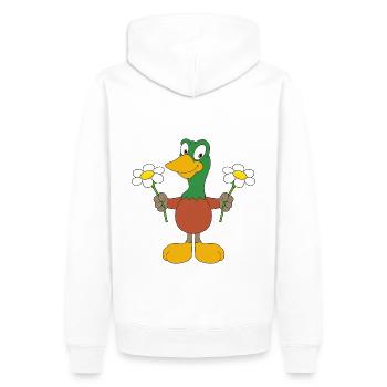 ENTE - BLUMEN - TIER - VOGEL - KINDER - BABY - Männer Premium Bio Hoodie - Weiß - Hinten - Nico (187cm)