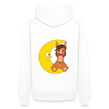 MOND - PFERD - PONY - TIER - KINDER - BABYS - Männer Premium Bio Hoodie - Weiß - Hinten - Nico (187cm)