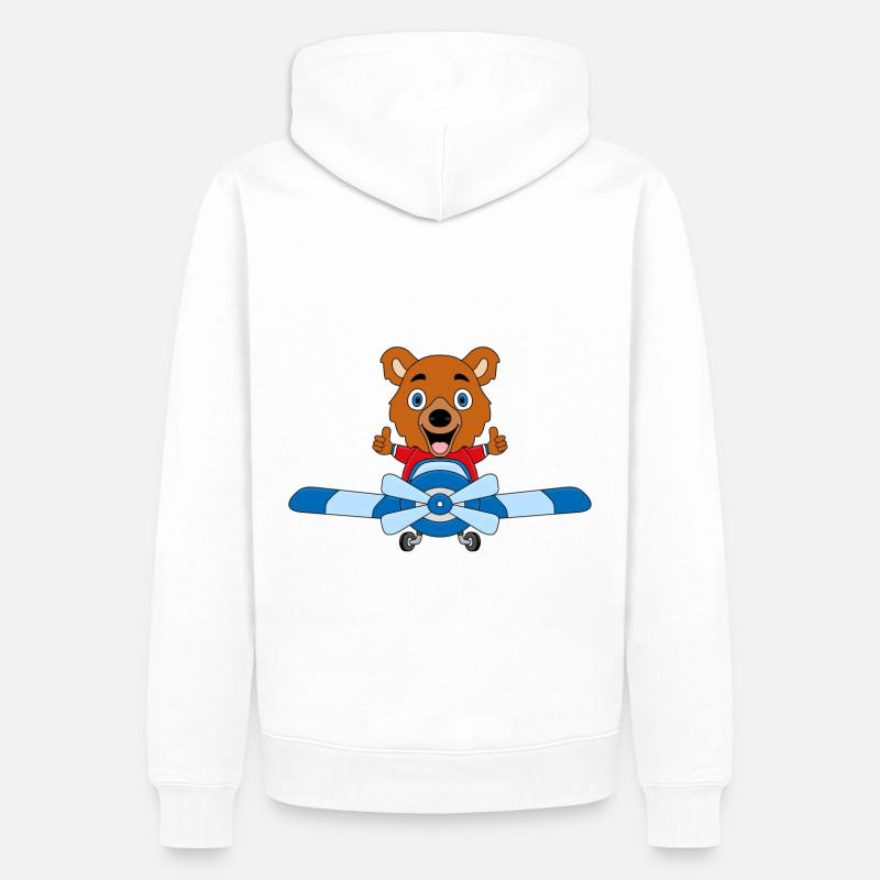 PILOT - BÄR - Männer Premium Bio Hoodie - Weiß