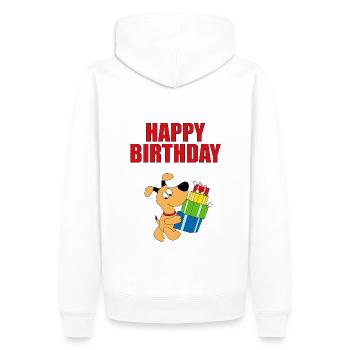 HUND - DOG - GEBURTSTAG - HAPPY BIRTHDAY - Männer Premium Bio Hoodie - Weiß - Hinten - Nico (187cm)