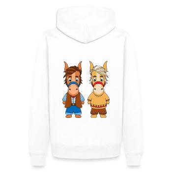 PFERDE - PONYS - Männer Premium Bio Hoodie - Weiß - Hinten - Nico (187cm)