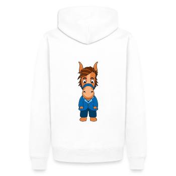 BRÄUTIGAM - PFERD - Männer Premium Bio Hoodie - Weiß - Hinten - Nico (187cm)