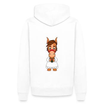 PONY - PFERD - BRAUT - Männer Premium Bio Hoodie - Weiß - Hinten - Nico (187cm)