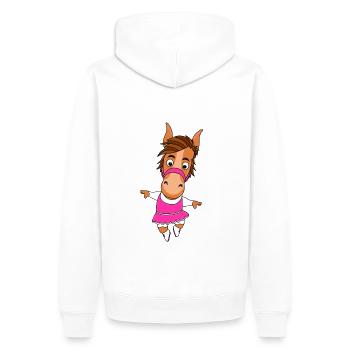 PFERD - TÄNZERIN - Männer Premium Bio Hoodie - Weiß - Hinten - Nico (187cm)