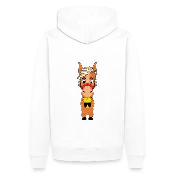 PFERD - PONY - POKAL - Männer Premium Bio Hoodie - Weiß - Hinten - Nico (187cm)