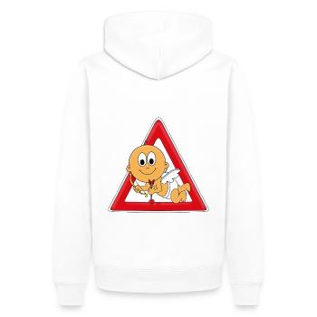 ACHTUNG AMOR - LIEBESGOTT - ENGEL - CUPIDO - BABY - Männer Premium Bio Hoodie - Weiß - Hinten - Nico (187cm)