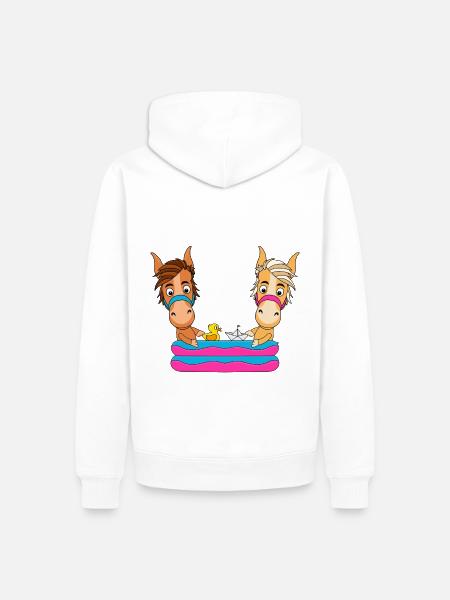 PFERDE - PONYS - PLANSCHBECKEN - TIERE - Männer Premium Bio Hoodie - Weiß