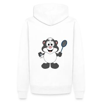 STINKTIER - SPORT - FEDERBALL - BADMINTON - Männer Premium Bio Hoodie - Weiß - Hinten - Nico (187cm)