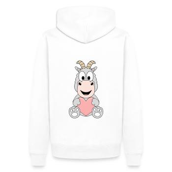 ZIEGE - HERZ - LIEBE - TIERISCH - VERLIEBT - TIER - Männer Premium Bio Hoodie - Weiß - Hinten - Nico (187cm)