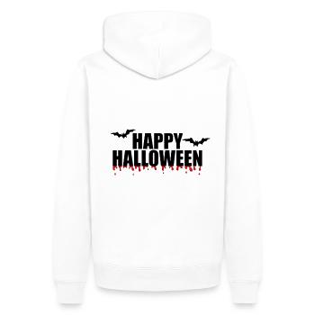 HAPPY HALLOWEEN - Männer Premium Bio Hoodie - Weiß - Hinten - Nico (187cm)