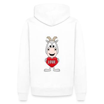 HERZ - LIEBE - TIERISCH - VERLIEBT - TIER - ZIEGE - Männer Premium Bio Hoodie - Weiß - Hinten - Nico (187cm)