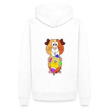 DRACHE - KITE - MEERSCHWEINCHEN - TIER - HERBST - Männer Premium Bio Hoodie - Weiß - Hinten - Nico (187cm)