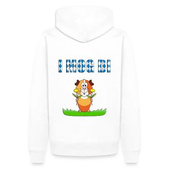 MEERSCHWEINCHEN - TIER - BLUMEN - I MOG DI - Männer Premium Bio Hoodie - Weiß - Hinten - Nico (187cm)