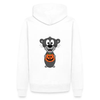 KÜRBIS - PANTHER - HALLOWEEN - TIER - TIERISCH - Männer Premium Bio Hoodie - Weiß - Hinten - Nico (187cm)