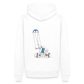 KITE - KITER - KITESURFEN - EI BELIEVE I CAN FLY - Männer Premium Bio Hoodie - Weiß - Hinten - Nico (187cm)