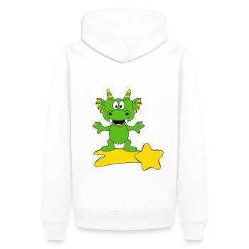 DRACHE - STERNSCHNUPPE - FLIEGEN - TIER - TIERISCH - Männer Premium Bio Hoodie - Weiß - Hinten - Nico (187cm)