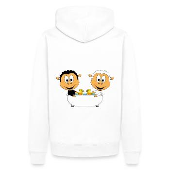 BADEN - BADEWANNE - SCHAFE - SCHAF - LIEBE - LOVE - Männer Premium Bio Hoodie - Weiß - Hinten - Nico (187cm)