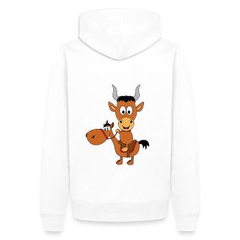REITEN - PFERD - PONY - STIER - BULLE - KUH - Männer Premium Bio Hoodie - Weiß - Hinten - Nico (187cm)