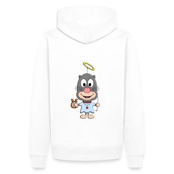 ENGEL - HEILIGENSCHEIN - MAULWURF - TIERISCH - Männer Premium Bio Hoodie - Weiß - Hinten - Nico (187cm)