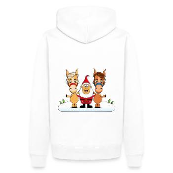 PFERDE - WEIHNACHTSMANN - PONYS - WEIHNACHTEN - Männer Premium Bio Hoodie - Weiß - Hinten - Nico (187cm)