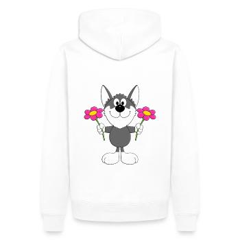 BLUMEN - HUSKY - SCHLITTENHUND - HUND - TIER - Männer Premium Bio Hoodie - Weiß - Hinten - Nico (187cm)