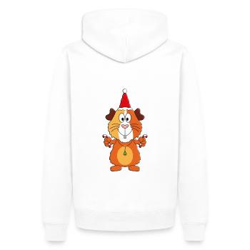 MEERSCHWEINCHEN - ZUCKERSTANGEN - WEIHNACHTEN - Männer Premium Bio Hoodie - Weiß - Hinten - Nico (187cm)