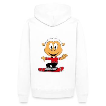 SCHAF - SNOWBOARD - WINTERSPORT - SPORT - TIER - Männer Premium Bio Hoodie - Weiß - Hinten - Nico (187cm)