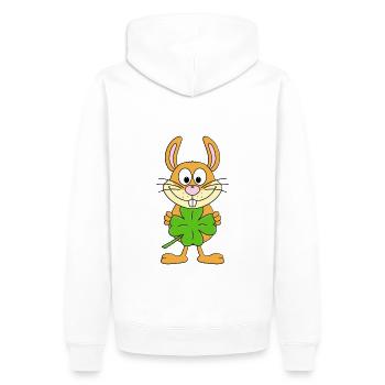 HASE - KANINCHEN - KLEEBLATT - TIER - Männer Premium Bio Hoodie - Weiß - Hinten - Nico (187cm)