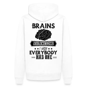 Brains Are Awesome - Männer Premium Bio Hoodie - Weiß - Hinten - Nico (187cm)