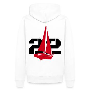 Neptun 22 Schattenbild - Männer Premium Bio Hoodie - Weiß - Hinten - Nico (187cm)