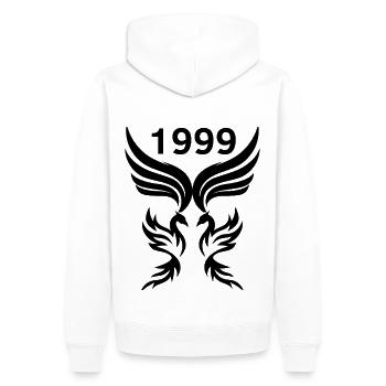 Sigura Design 1999 - Männer Premium Bio Hoodie - Weiß - Hinten - Nico (187cm)