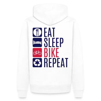Vélo cycliste manger sommeil vélo répéter - Sweat à capuche Premium bio Homme - blanc - Dos - Nico (187cm)