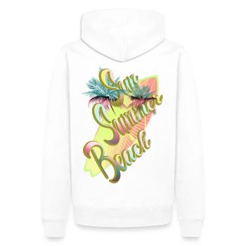 Surfen Sonne Sommer Strand und Palmen - Männer Premium Bio Hoodie - Weiß - Hinten - Nico (187cm)