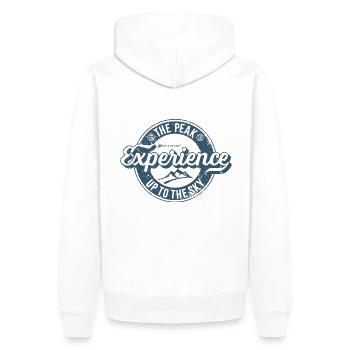 Peak Experience Retro Label - Men’s Premium Organic Hoodie - white - Back - Nico (187cm)